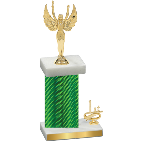 Accented Single Green Carbon Fiber First Place Victory Trophy