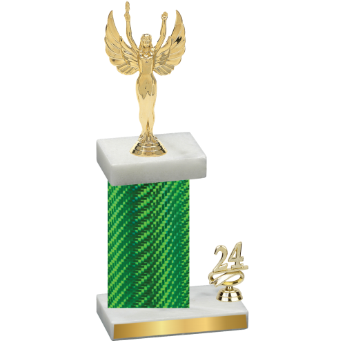 Accented Single Green Carbon Fiber Year Victory Trophy