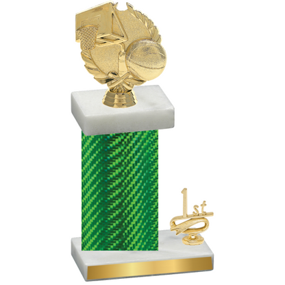 Accented Single Green Carbon Fiber First Place Basketball Trophy