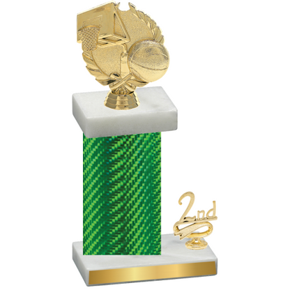 Accented Single Green Carbon Fiber Second Place Basketball Trophy