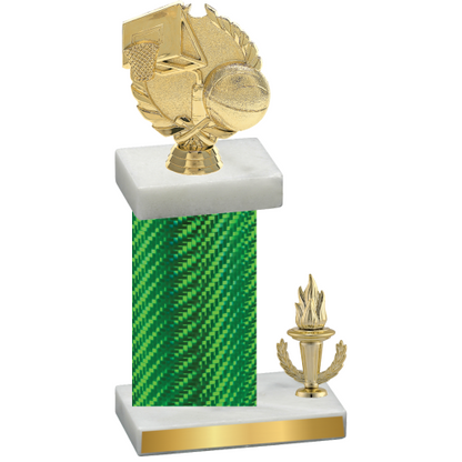 Accented Single Green Carbon Fiber Victory Basketball Trophy