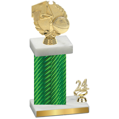 Accented Single Green Carbon Fiber Year Basketball Trophy