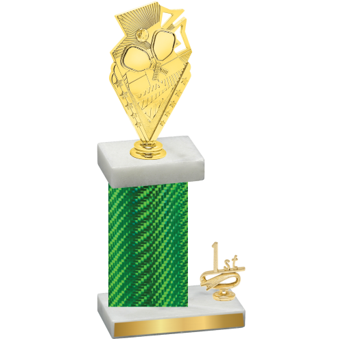 Accented Single Green Carbon Fiber First Place Pickleball Trophy