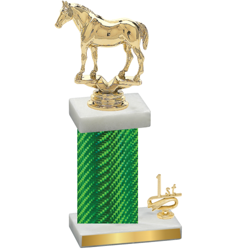 Accented Single Green Carbon Fiber First Place Horses Trophy