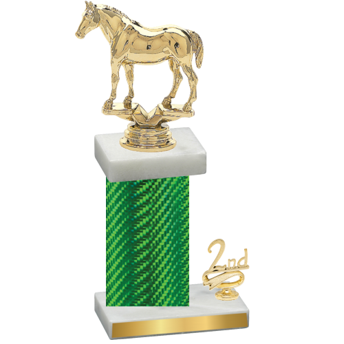 Accented Single Green Carbon Fiber Second Place Horses Trophy