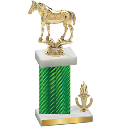 Accented Single Green Carbon Fiber Victory Horses Trophy