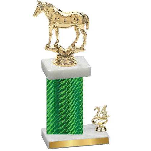 Accented Single Green Carbon Fiber Year Horses Trophy