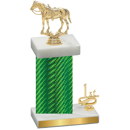 Accented Single Green Carbon Fiber First Place Horses Trophy