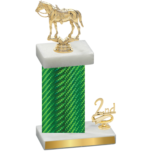 Accented Single Green Carbon Fiber Second Place Horses Trophy