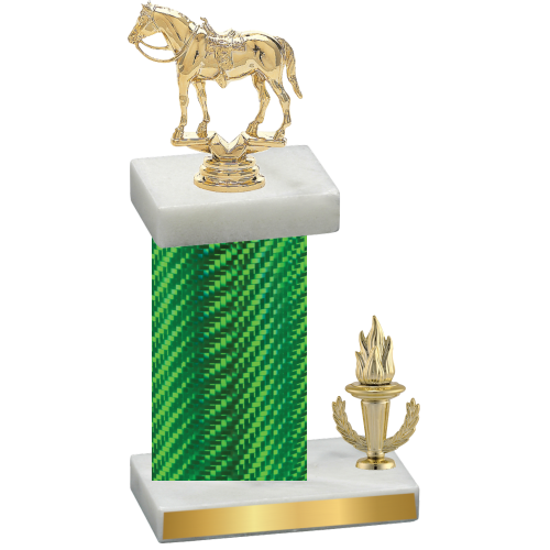 Accented Single Green Carbon Fiber Victory Horses Trophy