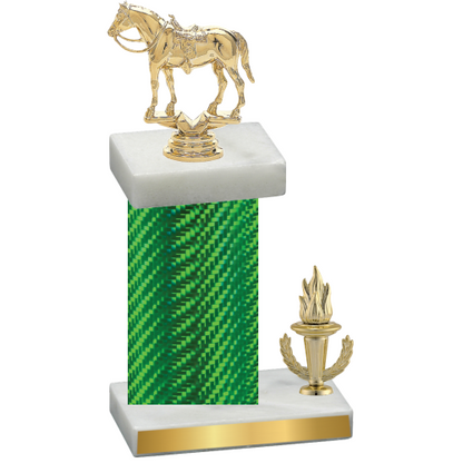 Accented Single Green Carbon Fiber Victory Horses Trophy