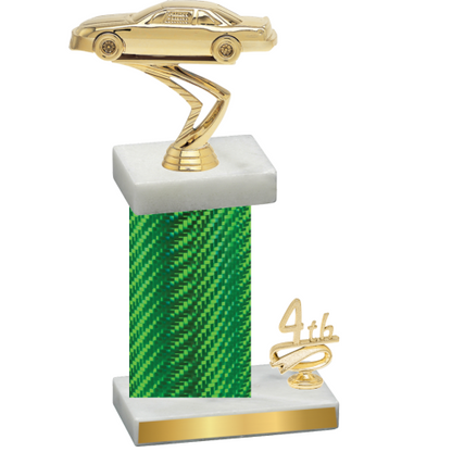 Accented Single Green Carbon Fiber Fourth Place Cars Trophy