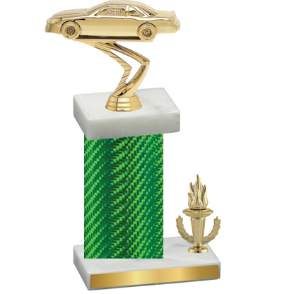 Accented Single Green Carbon Fiber Victory Cars Trophy