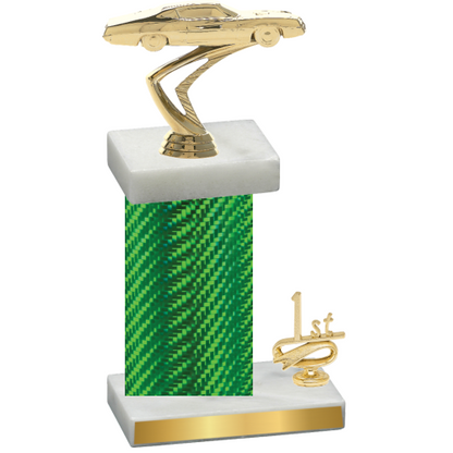 Accented Single Green Carbon Fiber First Place Cars Trophy