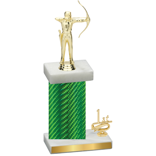 Accented Single Green Carbon Fiber First Place Archery Trophy