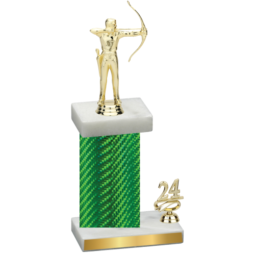 Accented Single Green Carbon Fiber Year Archery Trophy