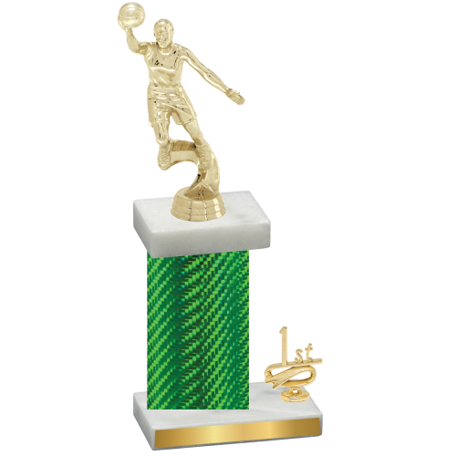 Accented Single Green Carbon Fiber First Place Basketball Trophy