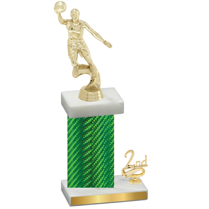 Accented Single Green Carbon Fiber Second Place Basketball Trophy