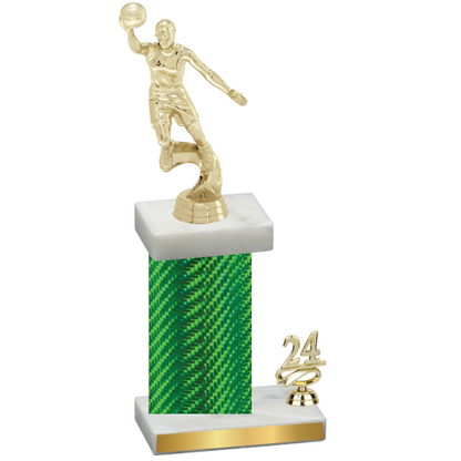 Accented Single Green Carbon Fiber Year Basketball Trophy