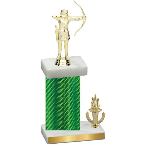 Accented Single Green Carbon Fiber Victory Archery Trophy