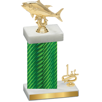 Accented Single Green Carbon Fiber First Place Fishing Trophy