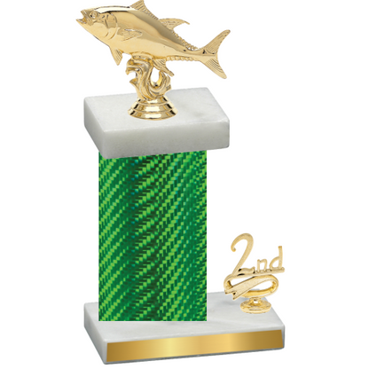 Accented Single Green Carbon Fiber Second Place Fishing Trophy