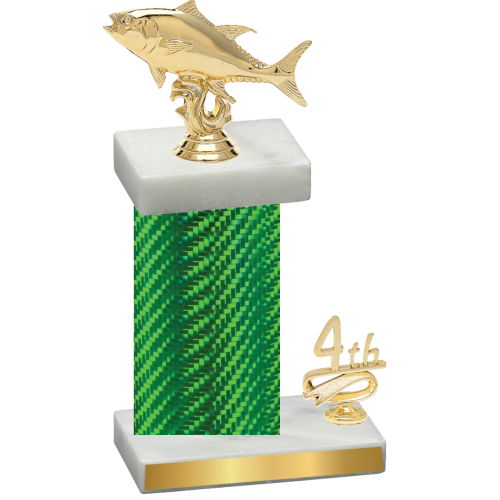 Accented Single Green Carbon Fiber Fourth Place Fishing Trophy