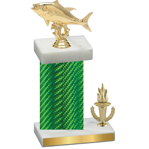 Accented Single Green Carbon Fiber Victory Fishing Trophy