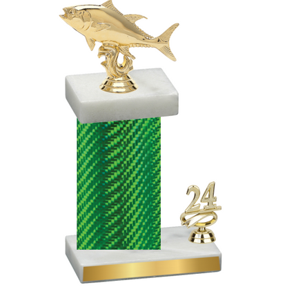 Accented Single Green Carbon Fiber Year Fishing Trophy