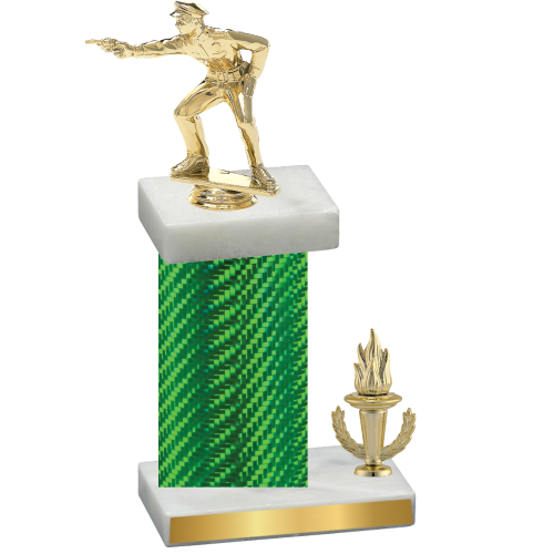 Accented Single Green Carbon Fiber Victory Shooter Trophy