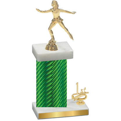 Accented Single Green Carbon Fiber First Place Skater Trophy