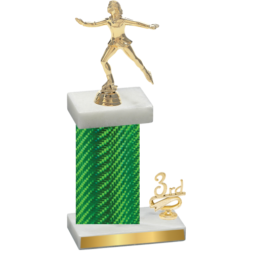 Accented Single Green Carbon Fiber Third Place Skater Trophy