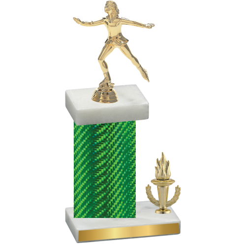 Accented Single Green Carbon Fiber Victory Skater Trophy