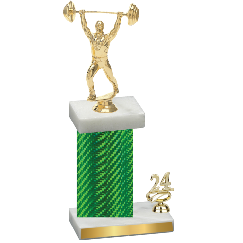 Accented Single Green Carbon Fiber Year Weights Trophy