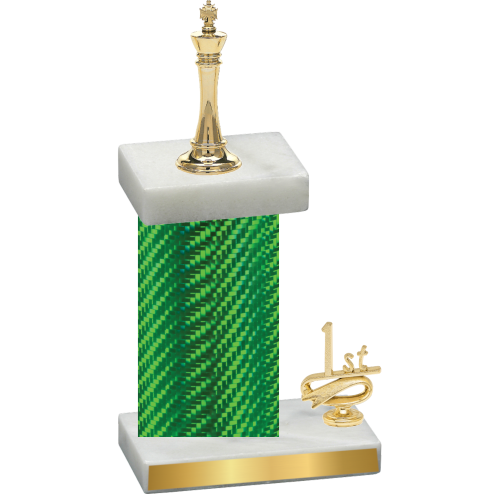 Accented Single Green Carbon Fiber First Place Chess Trophy