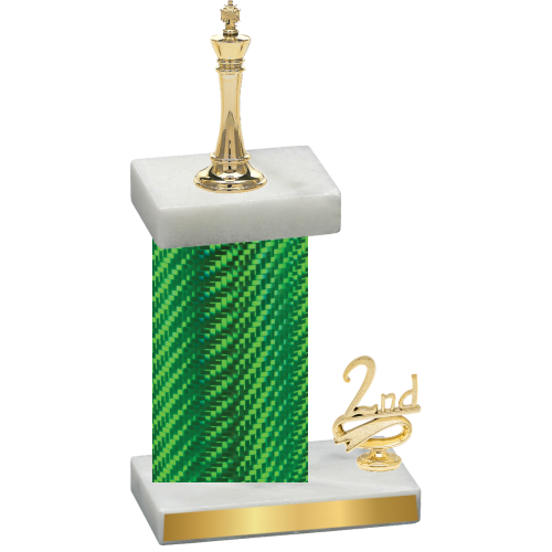 Accented Single Green Carbon Fiber Second Place Chess Trophy