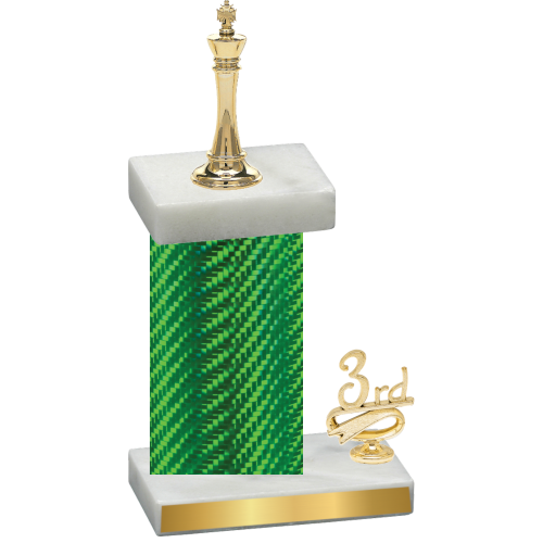 Accented Single Green Carbon Fiber Third Place Chess Trophy