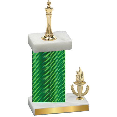 Accented Single Green Carbon Fiber Victory Chess Trophy