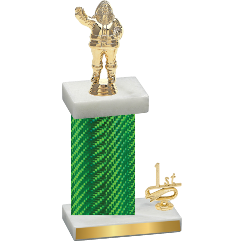 Accented Single Green Carbon Fiber First Place Holiday Trophy