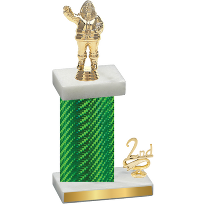 Accented Single Green Carbon Fiber Second Place Holiday Trophy