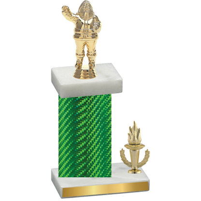 Accented Single Green Carbon Fiber Victory Holiday Trophy