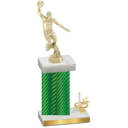 Accented Single Green Carbon Fiber First Place Basketball Trophy