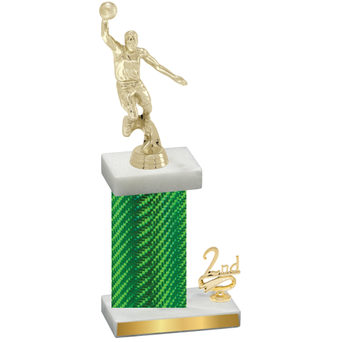 Accented Single Green Carbon Fiber Second Place Basketball Trophy