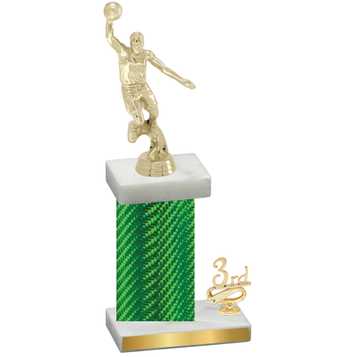 Accented Single Green Carbon Fiber Third Place Basketball Trophy