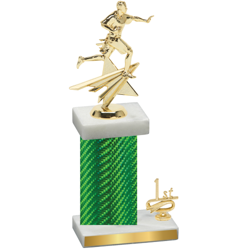 Accented Single Green Carbon Fiber First Place Flag Football Trophy