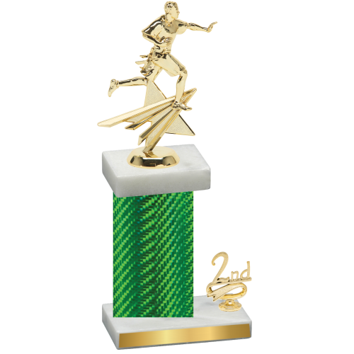 Accented Single Green Carbon Fiber Second Place Flag Football Trophy