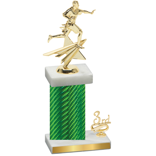 Accented Single Green Carbon Fiber Third Place Flag Football Trophy