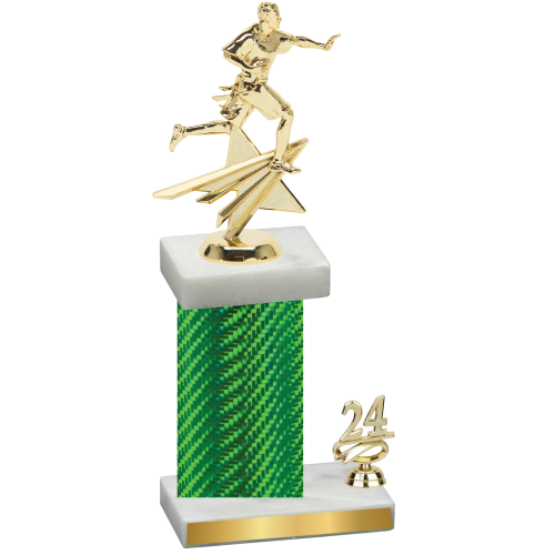 Accented Single Green Carbon Fiber Year Flag Football Trophy