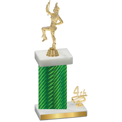 Accented Single Green Carbon Fiber Fourth Place Majorette Trophy