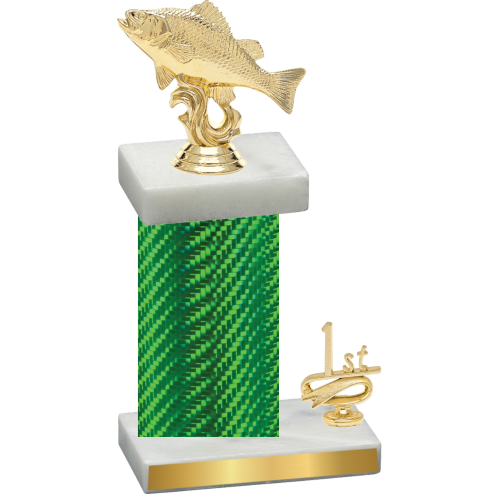 Accented Single Green Carbon Fiber First Place Fishing Trophy